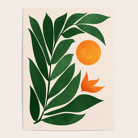 Tropical Forest Sunset / Mid Century Abstract Shapes Poster Gallery Image 1
