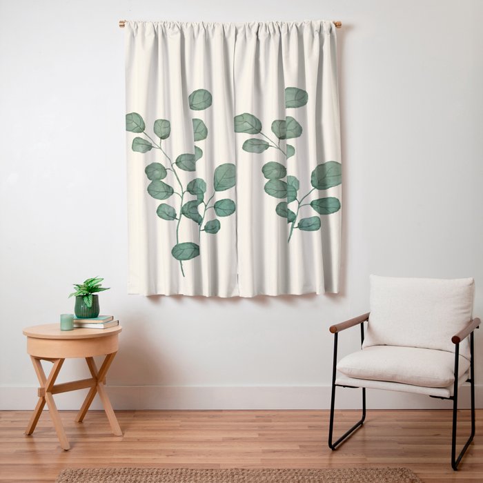 Watercolor Eucalyptus Window Curtain Gallery Image 3