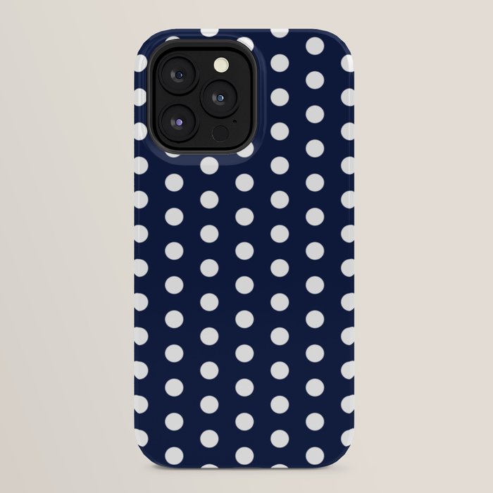 Navy Blue Polka Dots Minimalist Line Drawing iPhone Case Gallery Image 24
