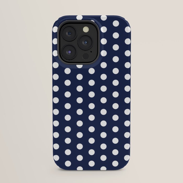Navy Blue Polka Dots Minimalist Line Drawing iPhone Case Gallery Image 31