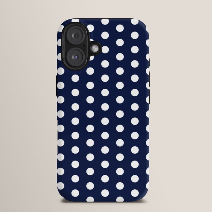 Navy Blue Polka Dots Minimalist Line Drawing iPhone Case Gallery Image 13