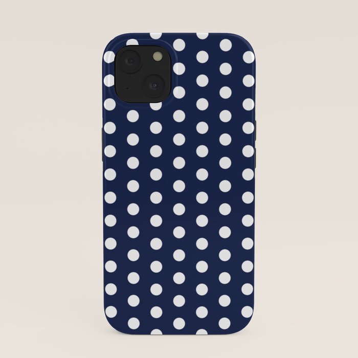 Navy Blue Polka Dots Minimalist Line Drawing iPhone Case Gallery Image 37