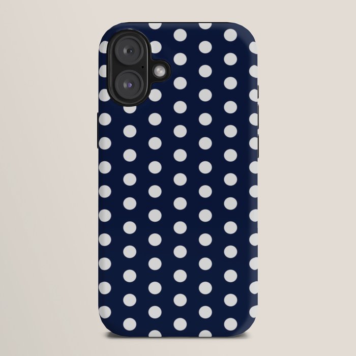 Navy Blue Polka Dots Minimalist Line Drawing iPhone Case Gallery Image 10