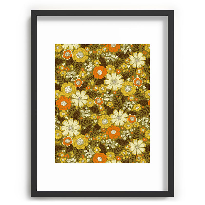 1970s Retro/Vintage Floral Pattern Framed Art Print Gallery Image 84