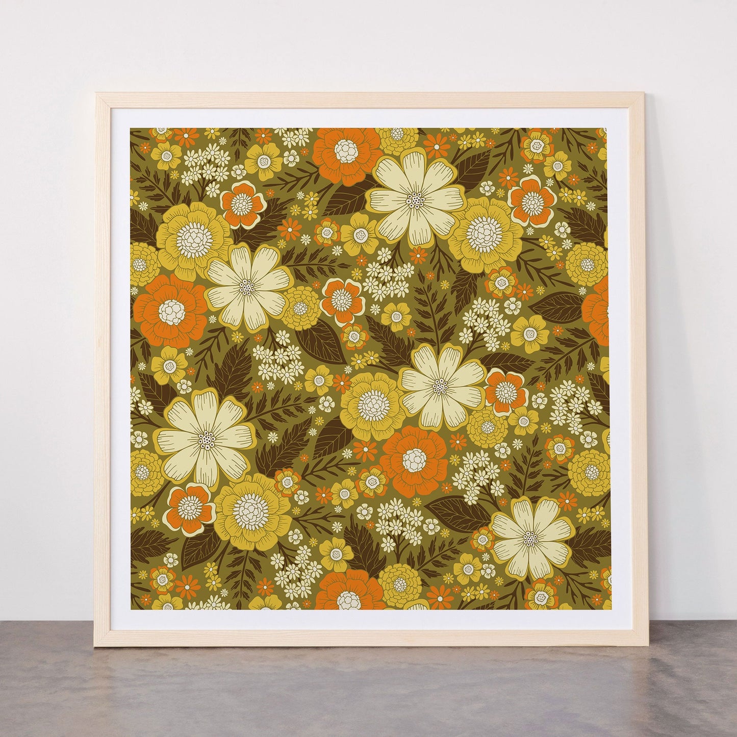 1970s Retro/Vintage Floral Pattern Framed Art Print Gallery Image 77