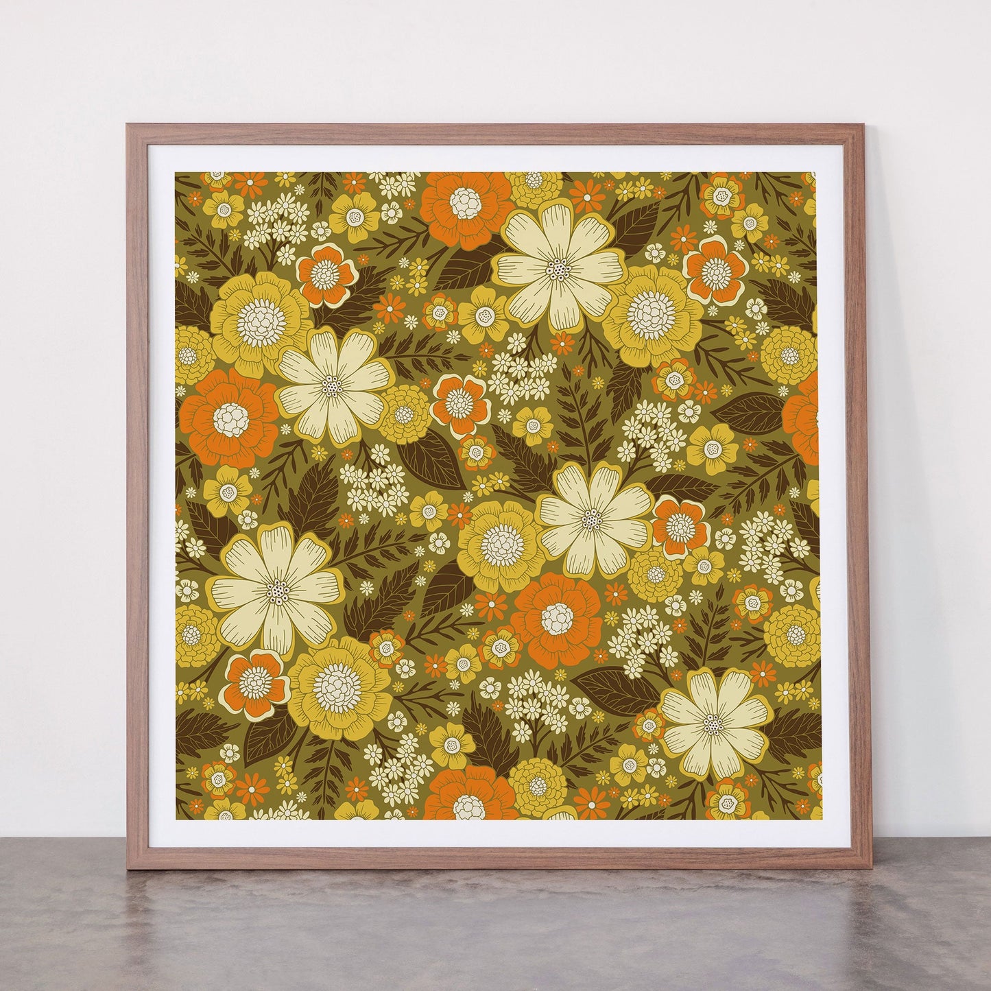 1970s Retro/Vintage Floral Pattern Framed Art Print Gallery Image 66