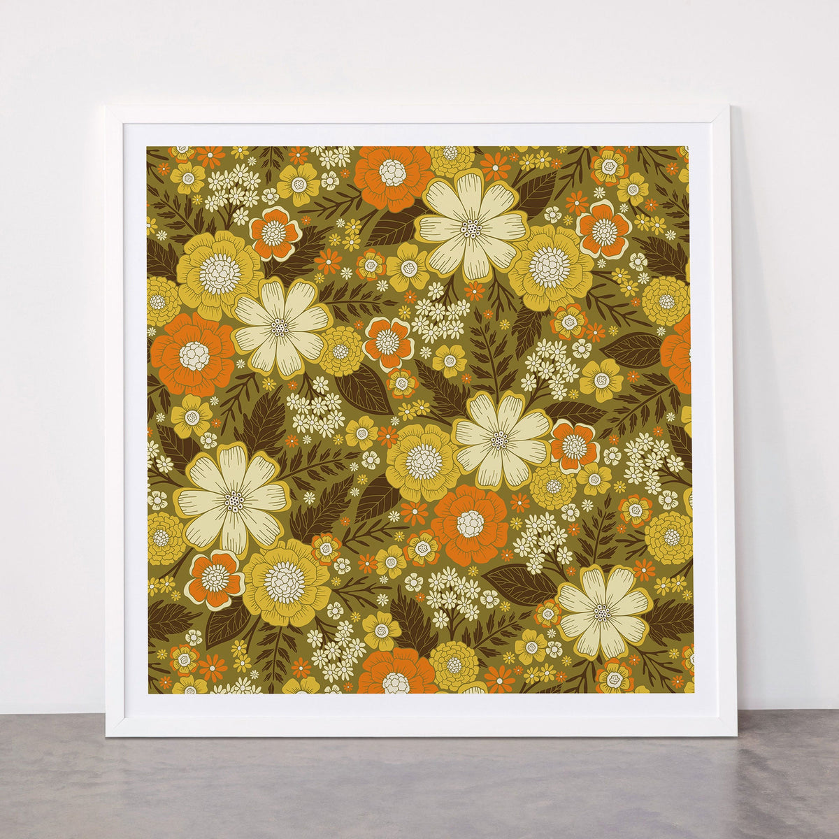 1970s Retro/Vintage Floral Pattern Framed Art Print Gallery Image 87