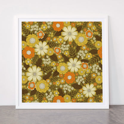 1970s Retro/Vintage Floral Pattern Framed Art Print Gallery Image 87