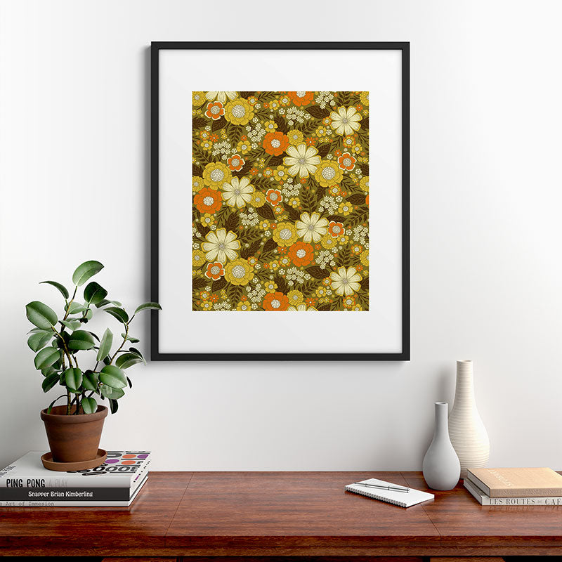 1970s Retro/Vintage Floral Pattern Framed Art Print Gallery Image 9