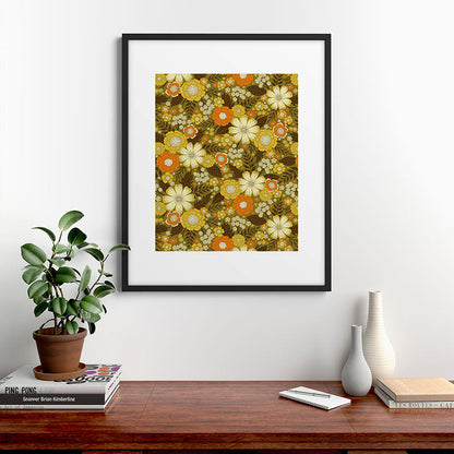 1970s Retro/Vintage Floral Pattern Framed Art Print Gallery Image 9