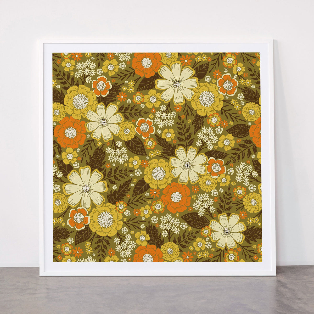 1970s Retro/Vintage Floral Pattern Framed Art Print Gallery Image 43