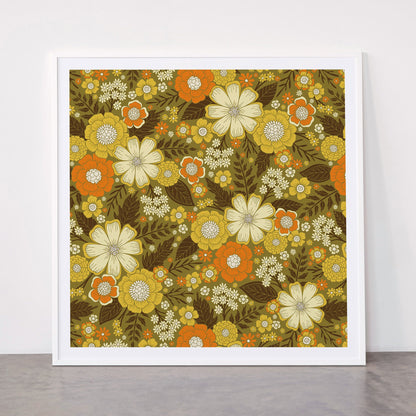 1970s Retro/Vintage Floral Pattern Framed Art Print Gallery Image 43