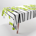 Hello Spring! Green/Black Retro Plants on White #decor #society6 #buyart Tablecloth Gallery Image 1