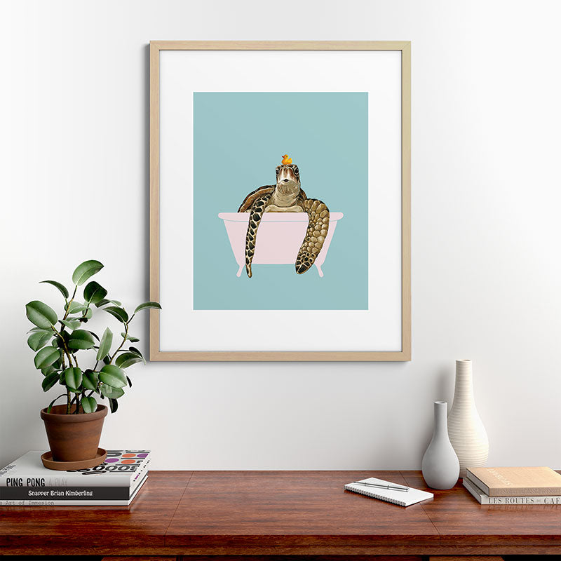 Sea Turtle in Bathtub Framed Art Print Gallery Image 67