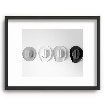 Cowboy Hat Wall - Black and White Framed Art Print Gallery Image 60