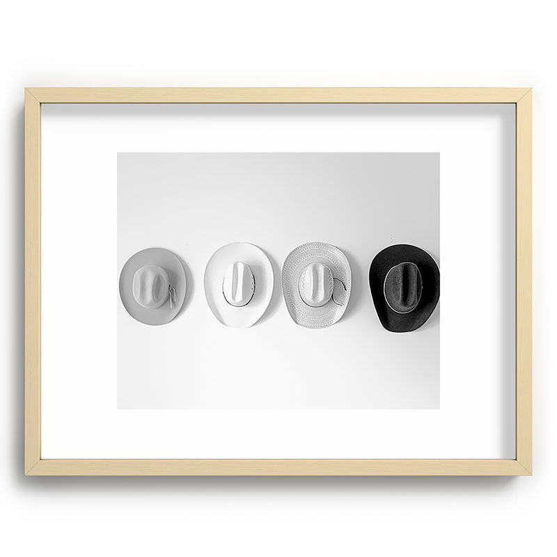 Cowboy Hat Wall - Black and White Framed Art Print Gallery Image 72