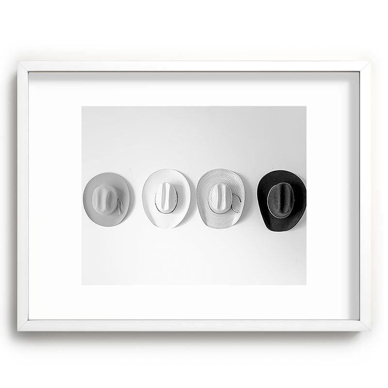 Cowboy Hat Wall - Black and White Framed Art Print Gallery Image 78
