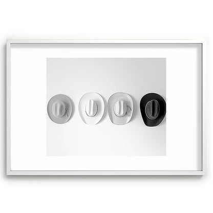 Cowboy Hat Wall - Black and White Framed Art Print Gallery Image 80