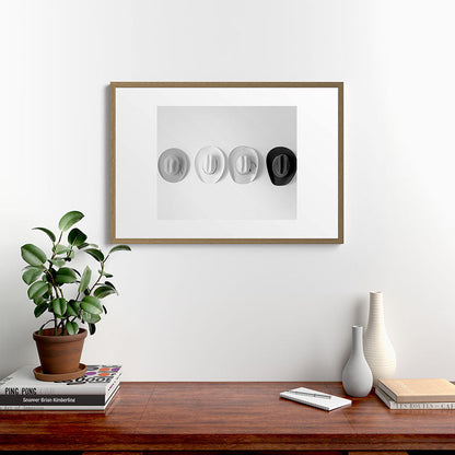 Cowboy Hat Wall - Black and White Framed Art Print Gallery Image 13