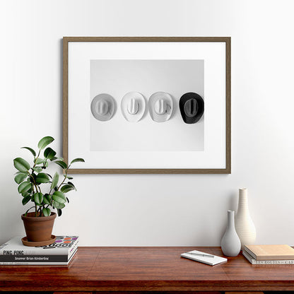 Cowboy Hat Wall - Black and White Framed Art Print Gallery Image 42