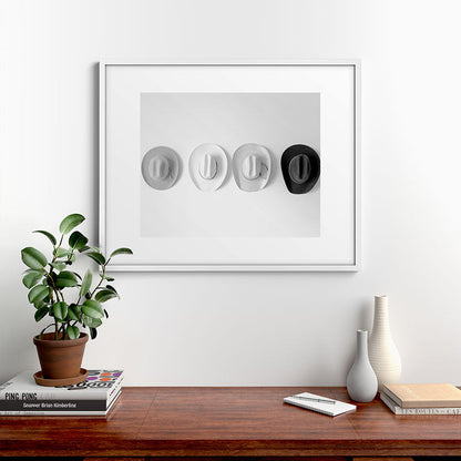 Cowboy Hat Wall - Black and White Framed Art Print Gallery Image 28