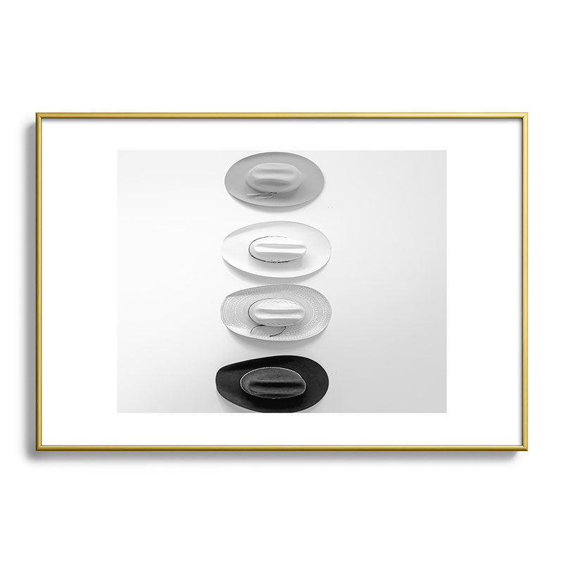 Cowboy Hat Wall - Black and White Framed Art Print Gallery Image 90