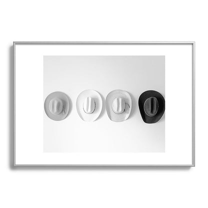 Cowboy Hat Wall - Black and White Framed Art Print Gallery Image 97