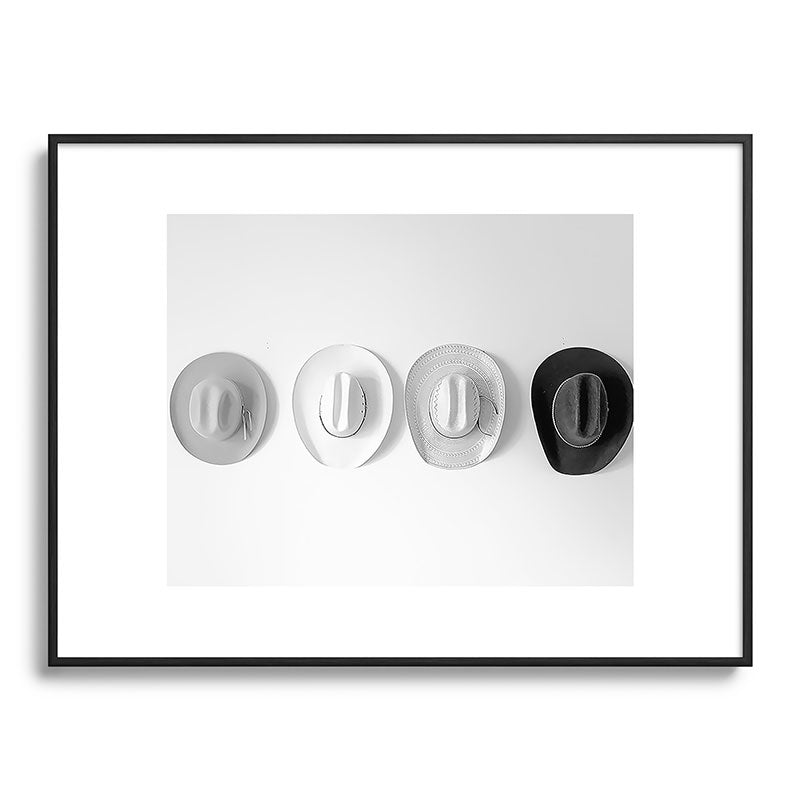 Cowboy Hat Wall - Black and White Framed Art Print Gallery Image 85