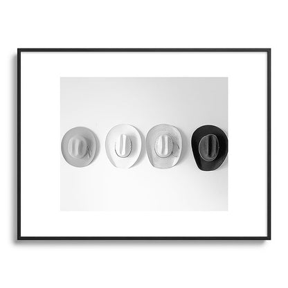 Cowboy Hat Wall - Black and White Framed Art Print Gallery Image 85