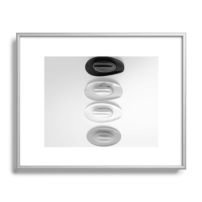 Cowboy Hat Wall - Black and White Framed Art Print Gallery Image 95