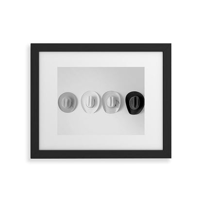 Cowboy Hat Wall - Black and White Framed Art Print Gallery Image 30