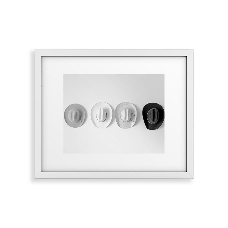 Cowboy Hat Wall - Black and White Framed Art Print Gallery Image 23