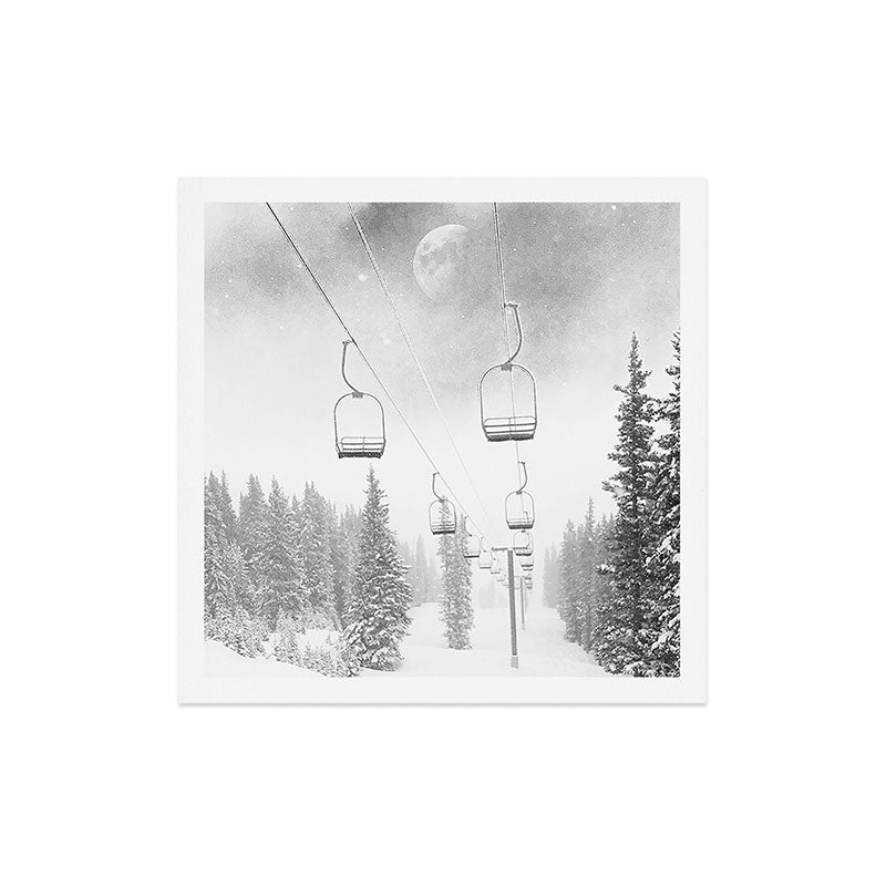 Ski Lift Moon Break // Riding the Mountain at Copper Colorado Luna Sky Peeking Foggy Clouds Art Print Gallery Image 5