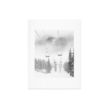 Ski Lift Moon Break // Riding the Mountain at Copper Colorado Luna Sky Peeking Foggy Clouds Art Print Gallery Image 8