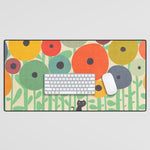 Cat in flower garden Desk Mat Gallery Image 1