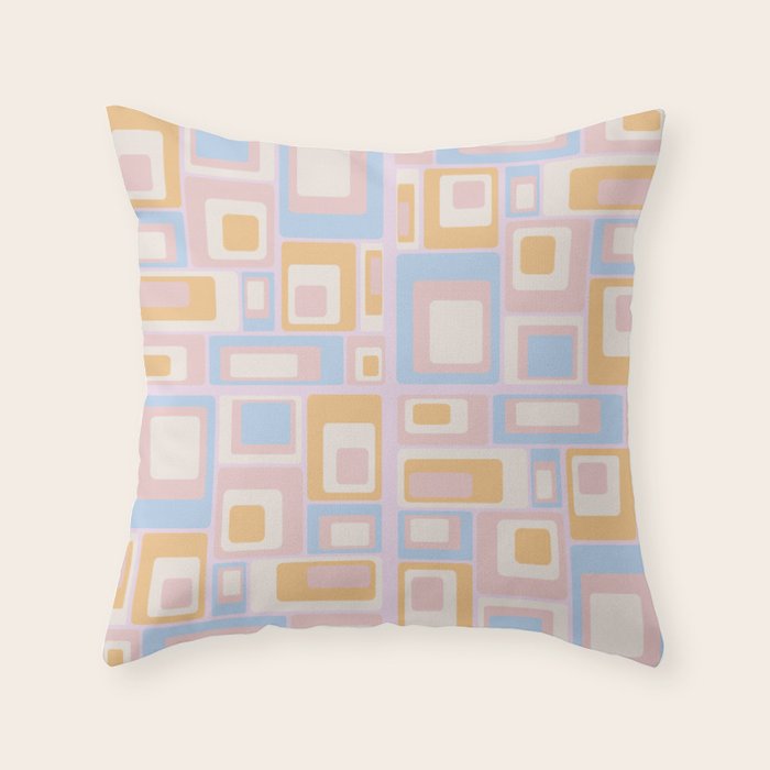 mid century mod squares pastel beach palette Throw Pillow Gallery Image 2