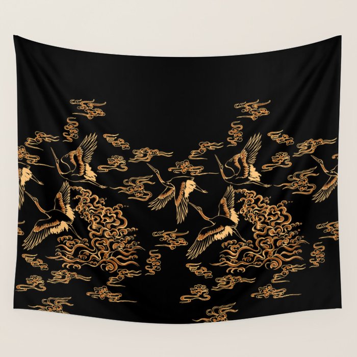 Crane and clouds Wall Tapestry Gallery Image 1