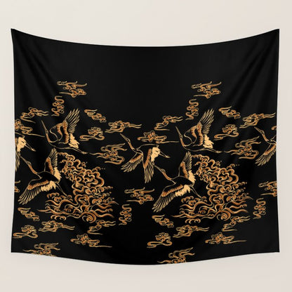 Crane and clouds Wall Tapestry Gallery Image 3