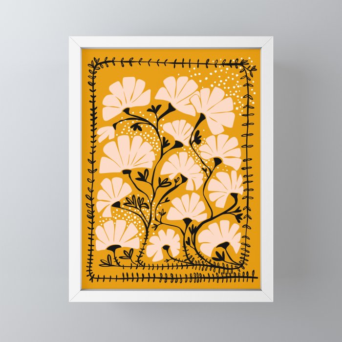 Ever blooming good vibes mustard yellow Mini Art Print Gallery Image 4