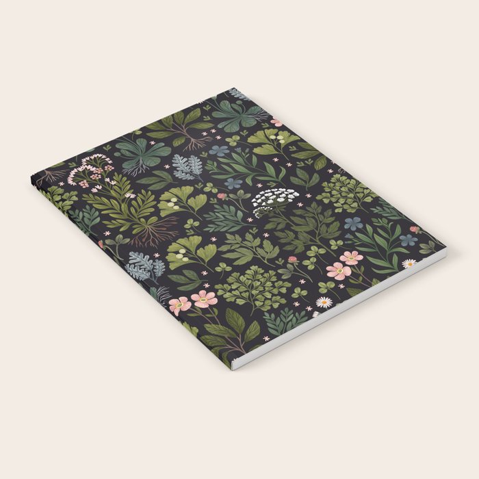 Herbarium ~ vintage inspired botanical art print ~ black Notebook Gallery Image 1