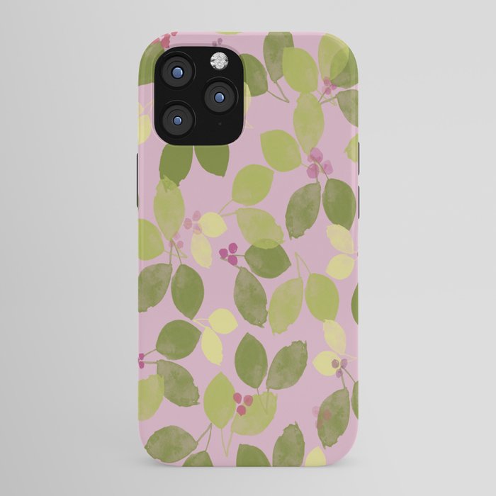 Summer Leaves and Berries on Pink iPhone Case Gallery Image 43