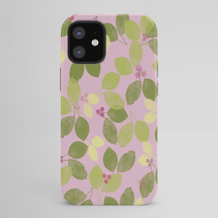 Summer Leaves and Berries on Pink iPhone Case Gallery Image 42