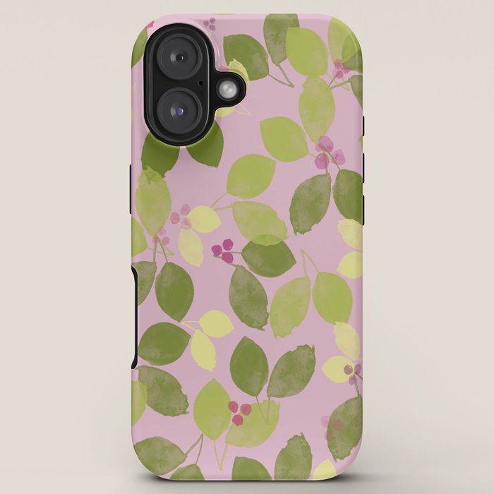 Summer Leaves and Berries on Pink iPhone Case Gallery Image 5