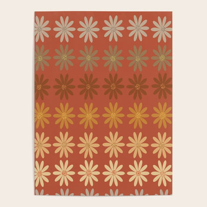 Ombre Abstract Daisies on Mandarin Orange Poster Gallery Image 3
