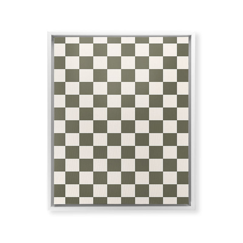 Checkerboard - Olive Green Framed Canvas Print Gallery Image 32