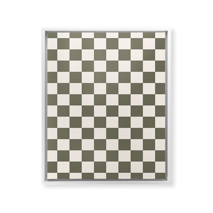 Checkerboard - Olive Green Framed Canvas Print Gallery Image 28