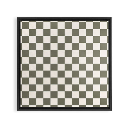 Checkerboard - Olive Green Framed Canvas Print Gallery Image 6