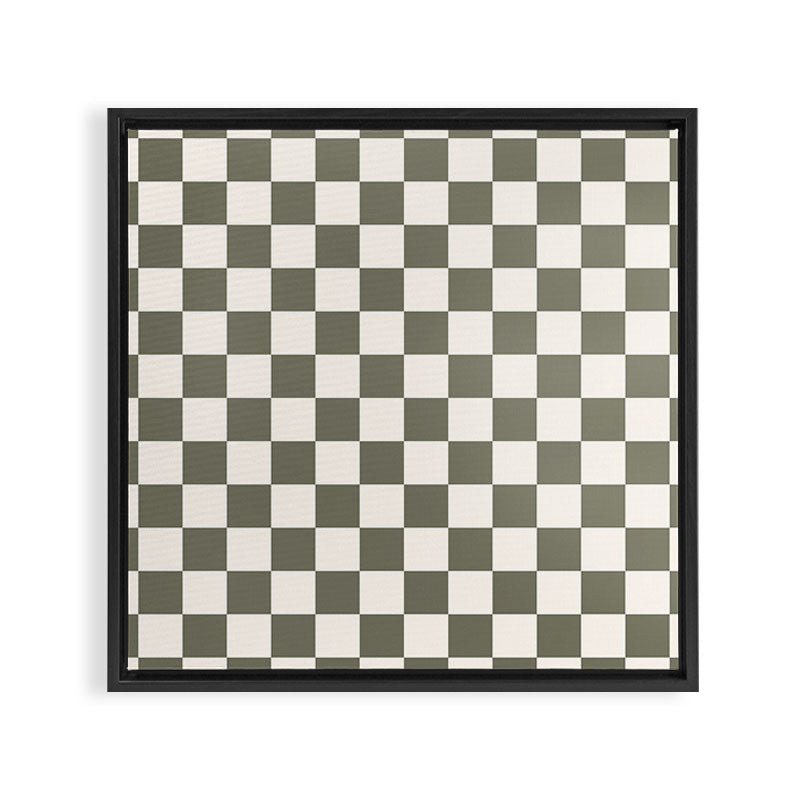 Checkerboard - Olive Green Framed Canvas Print Gallery Image 2