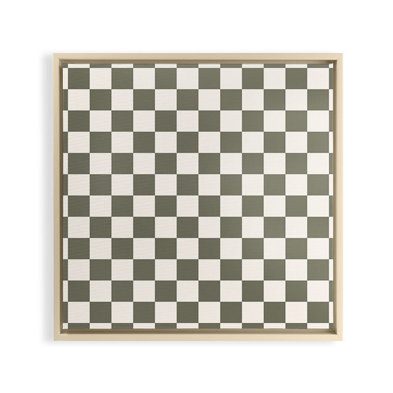 Checkerboard - Olive Green Framed Canvas Print Gallery Image 24