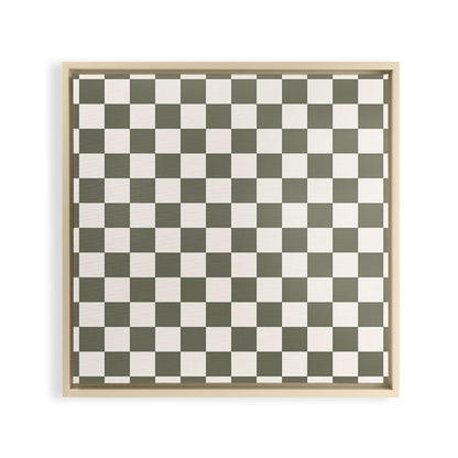 Checkerboard - Olive Green Framed Canvas Print Gallery Image 24